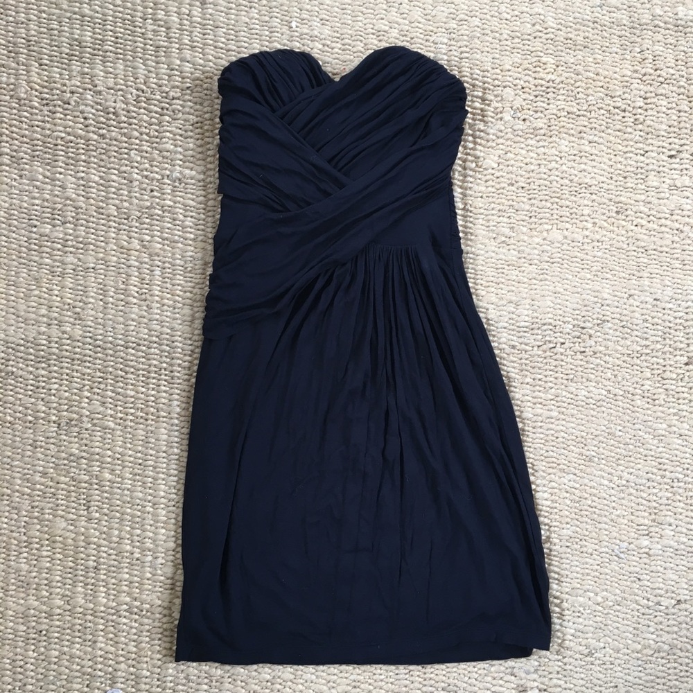 Strapless black jersey dress